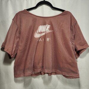Nike Air Crop T Shirt Womens Mesh Short Sleeve Pink 2X